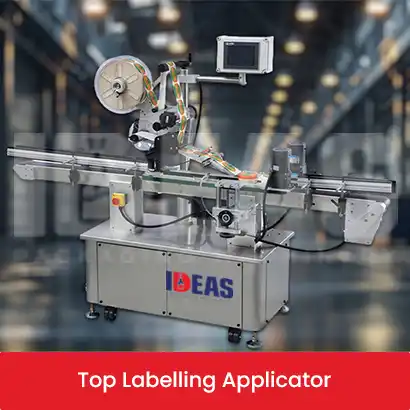 Precision Top Labeling Machine by Ideas Packaging Machinery