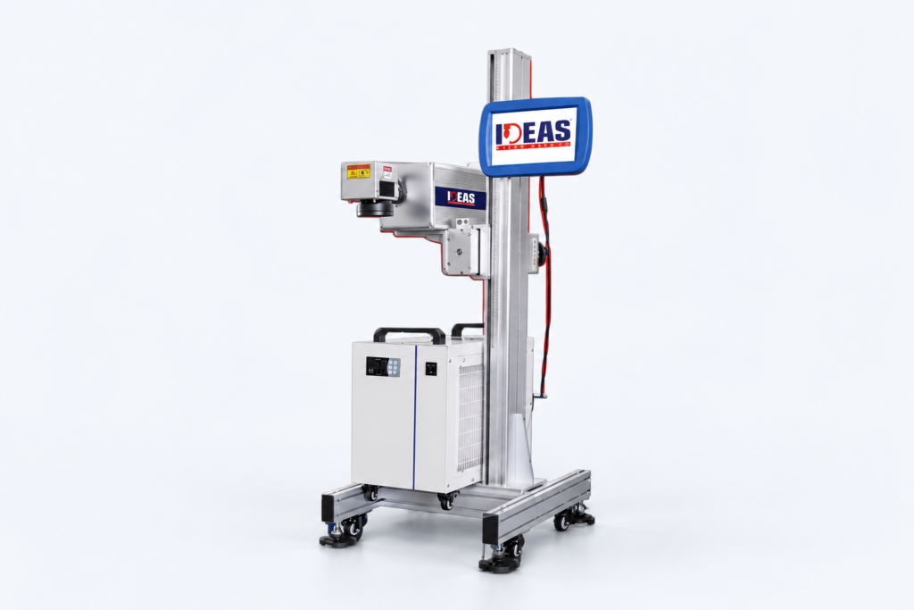 Ideas Packaging laser marking systems on a neutral studio background