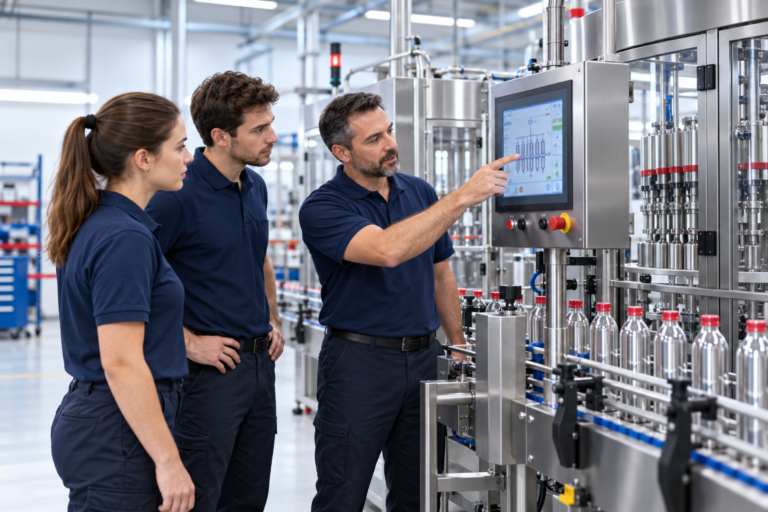 AI-generated illustration: Operator training for packaging machinery