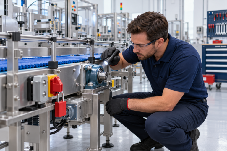 AI-generated illustration: Preventive maintenance for packaging machinery