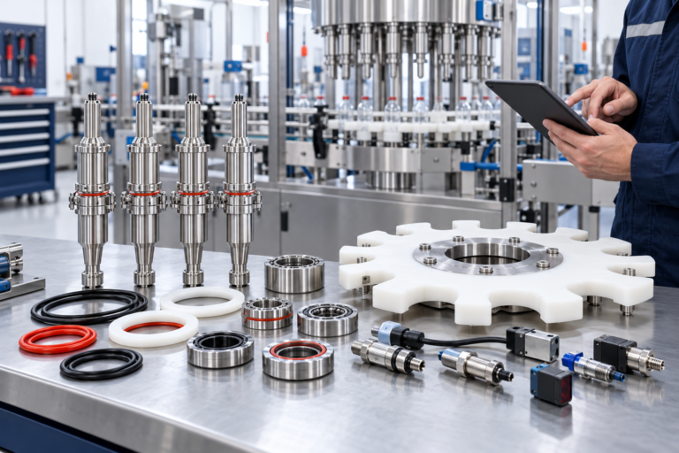 AI-generated illustration: Technical and spare parts support for packaging machinery
