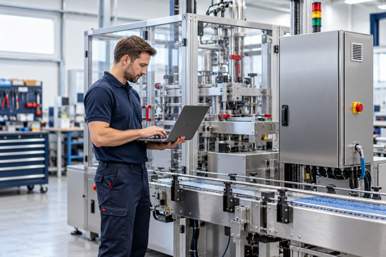 AI-generated illustration: Troubleshooting and repairs for packaging machinery